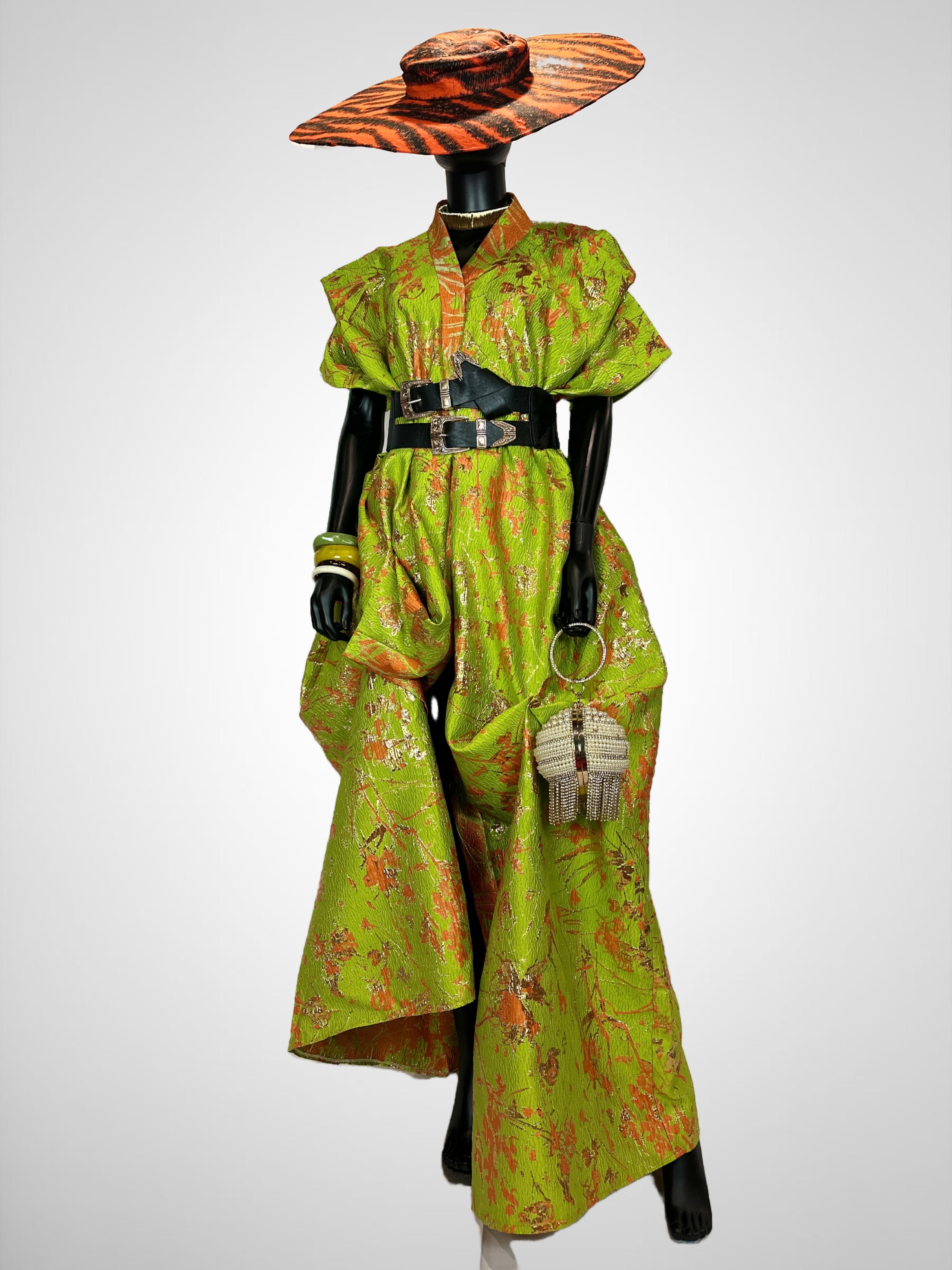 Ayana-Kimono - Neon Green and Gold