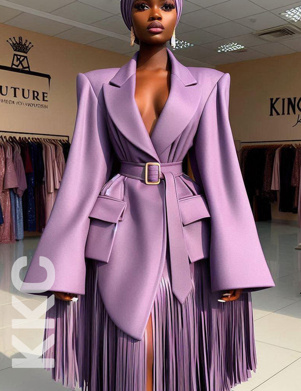 KKC-Fringe Blazer Dress